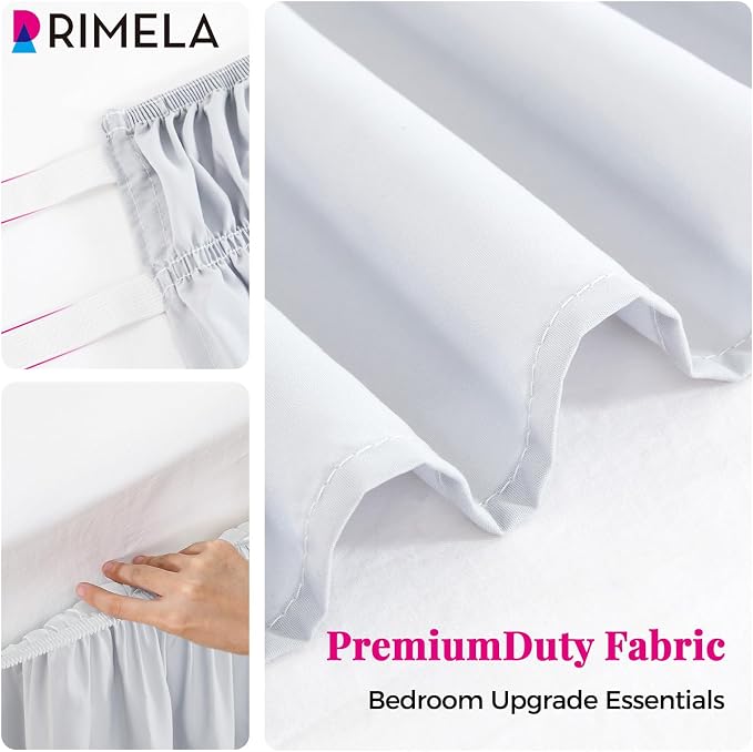 RIMELA Ice Grey Bed Skirt Queen Size 15 Inch Drop, Elastic Bed Skirting - Image 9