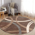 Rugshop Modern Wavy Circles Design Round Rug, Carpet by Rugshop