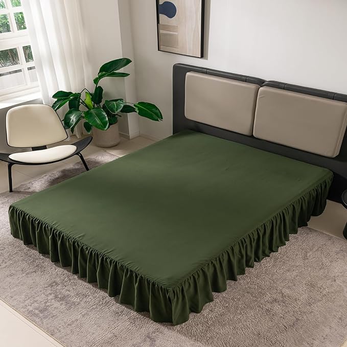 TSUTOMI Green Bed Skirt Full Size Ruffled Bed Skirt - Image 7