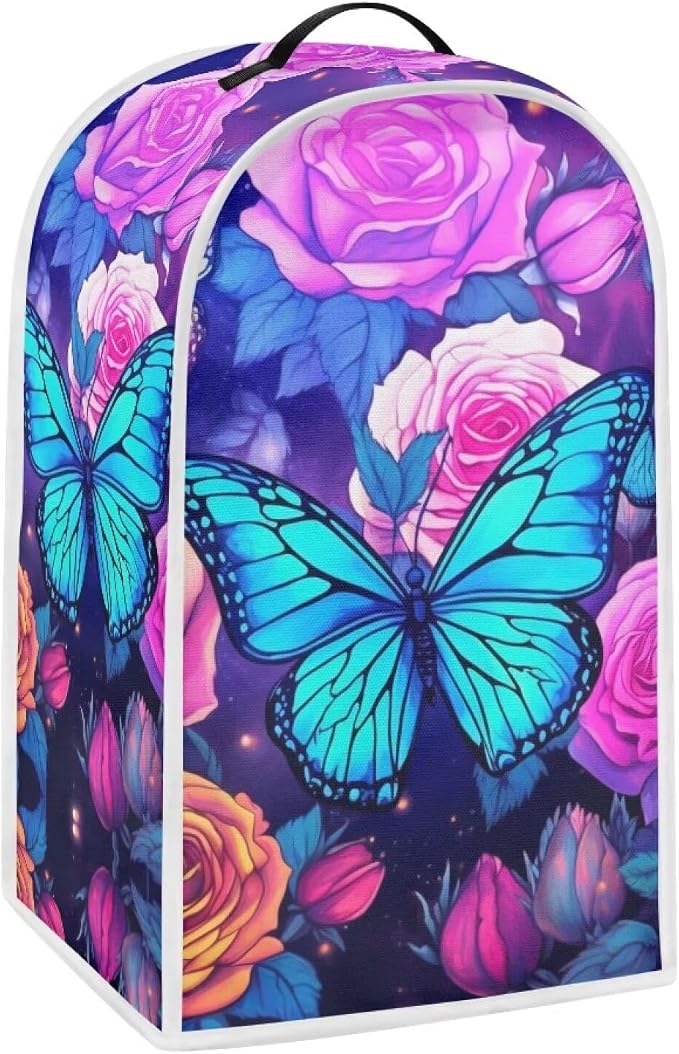 Rose Butterfly Kitchen Blender Dust Cover Anti Fingerprint Polyester Food by YUVAMAGIMO