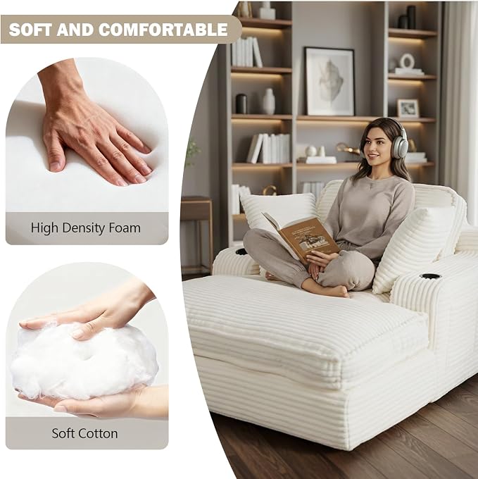 67" Oversized Fluffy Sleeper Chair Indoor, Cozy Cloud Couch - Image 8