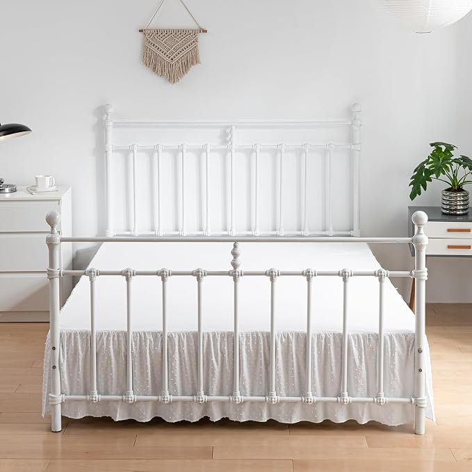 Tufted Dot Bed Skirt King Size Ruffled Bed Skirt - Image 2