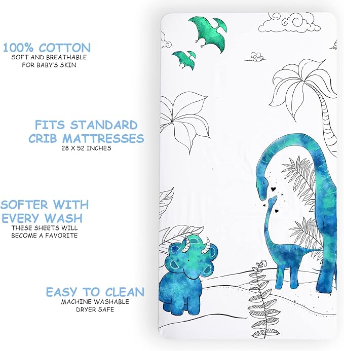 JumpOff Jo - Fitted Crib Sheet, Super Soft Breathable 100% Cotton Baby Crib - Image 3
