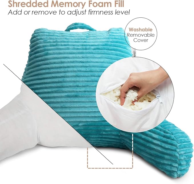 Hearth & Harbor Reading Pillow for Bed Adult – Back Pillow for Sitting in Bed - Image 5