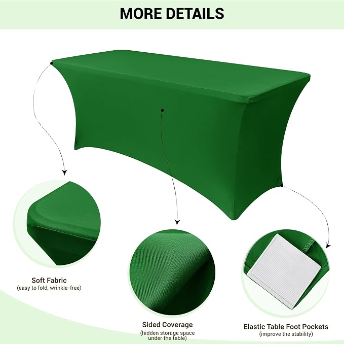 Obstal 6 Pack Stretch Spandex Green Table Covers - Image 3