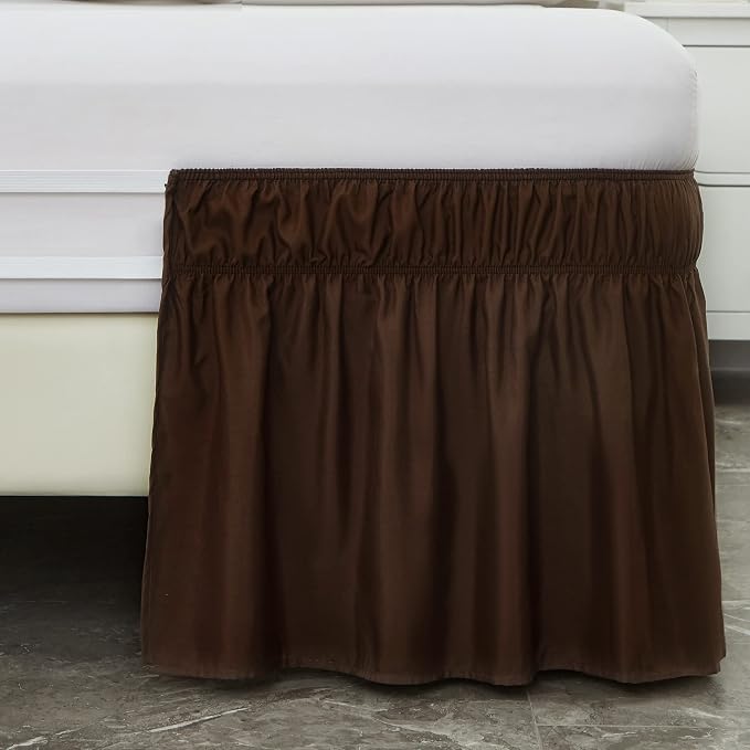 MEILA Wrap Around Bed Skirt Three Fabric Sides Elastic Dust Ruffled 18 Inch - Image 4
