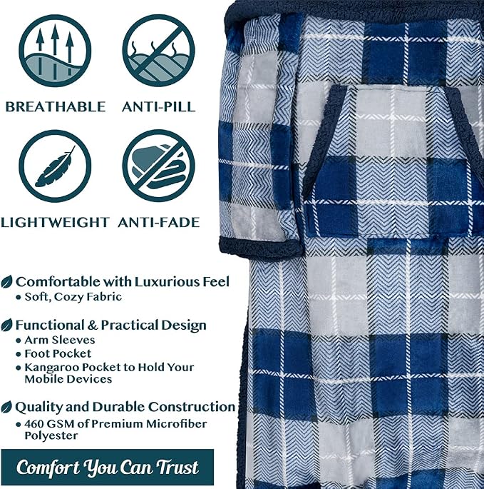 PAVILIA Sherpa Blanket with Sleeves, Foot Pocket - Image 4