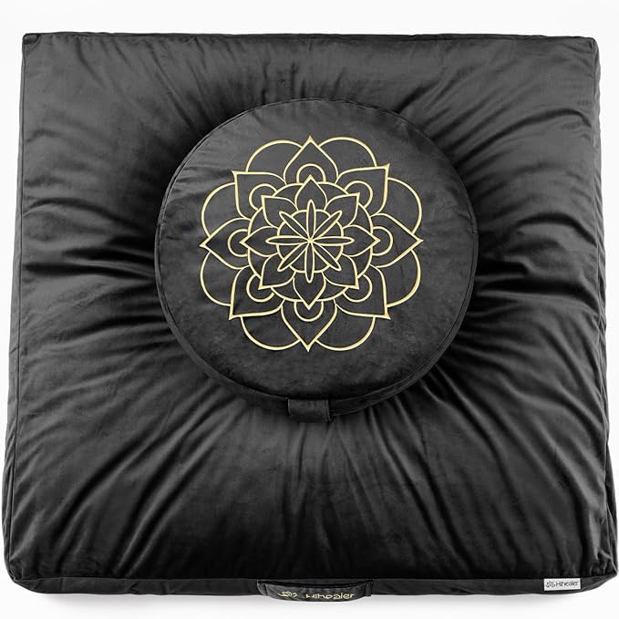 Hihealer Meditation Cushion Set Large Velvet Floor Pillow & Traditional Tibetan by HIhealer