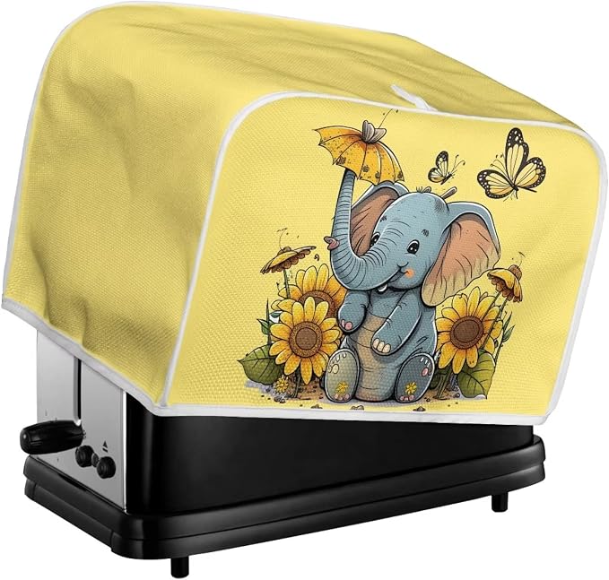 ZFRXIGN Elephant Sunflower Toaster Cover 2 Slice Small Appliance Covers Kitchen - Image 5