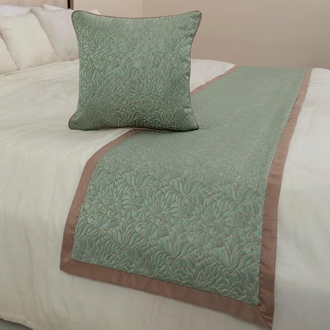 The HomeCentric King/Queen/Twin Blue & Beige Decorative Queen 74"x18" Bed Runner - Image 4