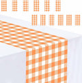 12 Pcs Orange and White Checkered Table Runner Plastic 14 x 108 Disposable by MUNILAIL