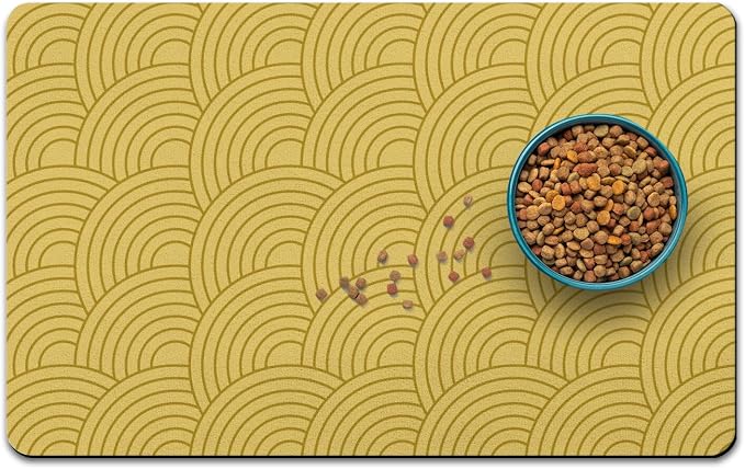 Dog Food Mat for Floors, Absorbent and Quick-Drying Pet Cat Food Mat, by QXWREL