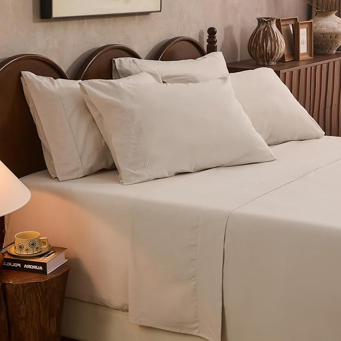 100% Linen Sheet Set Queen Size Extra Deep Pocket Fits 18-24 Inch Mattress by overket