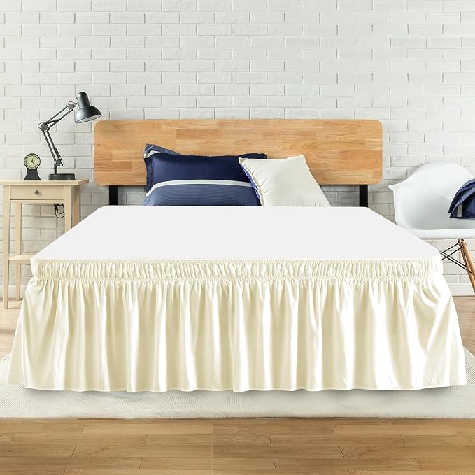 Twin Bed Skirt, Elastic Wrap Around Bed Skirt Twin Size, Bed Skirts by ANARACHON