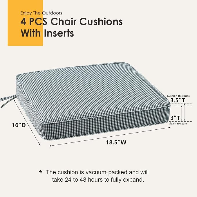 Outdoor Square Corner Seat Cushion, 18.5"x16"x3", Non Slip Seat Cushion Pads - Image 5