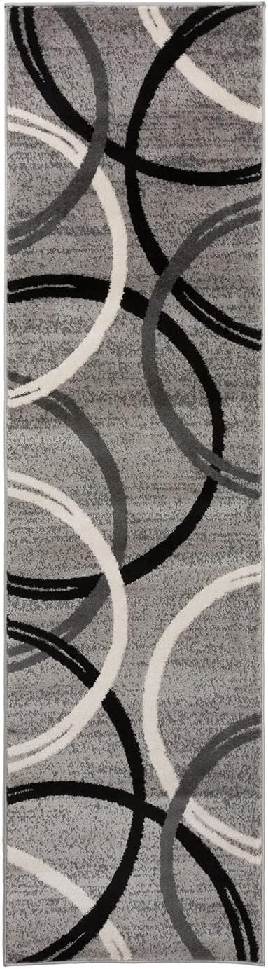 Rugshop Wavy Circles Design Runner Rug, Fade-Resistant Carpet - Image 2