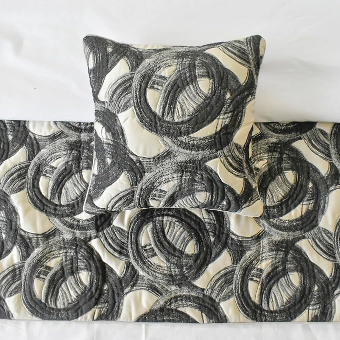 The HomeCentric King/Queen/Twin Black Designer Full 68"x18" Bed Runner - Image 3