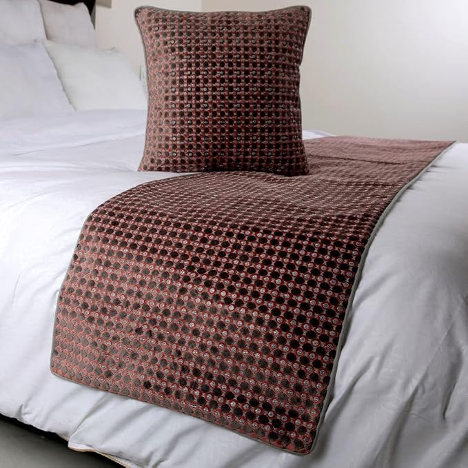 HomeCentric Grey Bed Runner & Scarf, Queen Size 74"x18", Velvet - Image 5