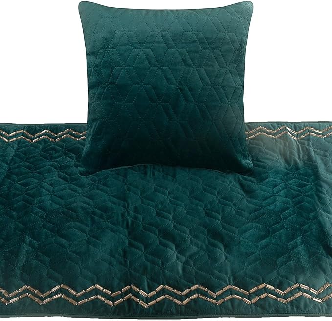 The HomeCentric King Queen Twin Teal Blue Handmade Full 68"x18" Bed Runner - Image 2