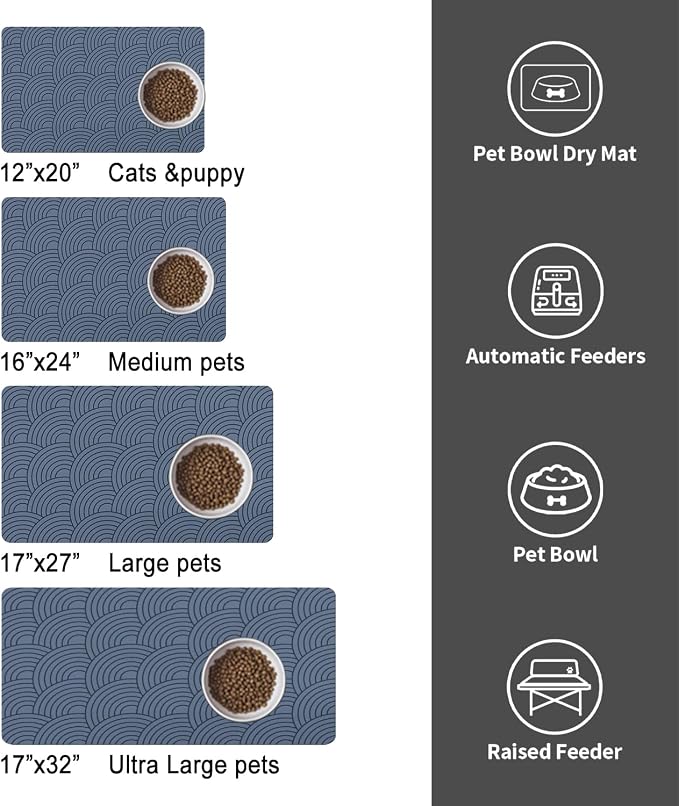Dog Food Mat for Floors, Absorbent and Quick-Drying Pet Cat Food Mat, - Image 4