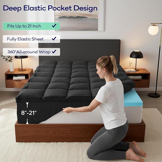 OLANLY Dual-Layer 4 Inch Cal King Size Memory Foam Mattress Topper - Image 6