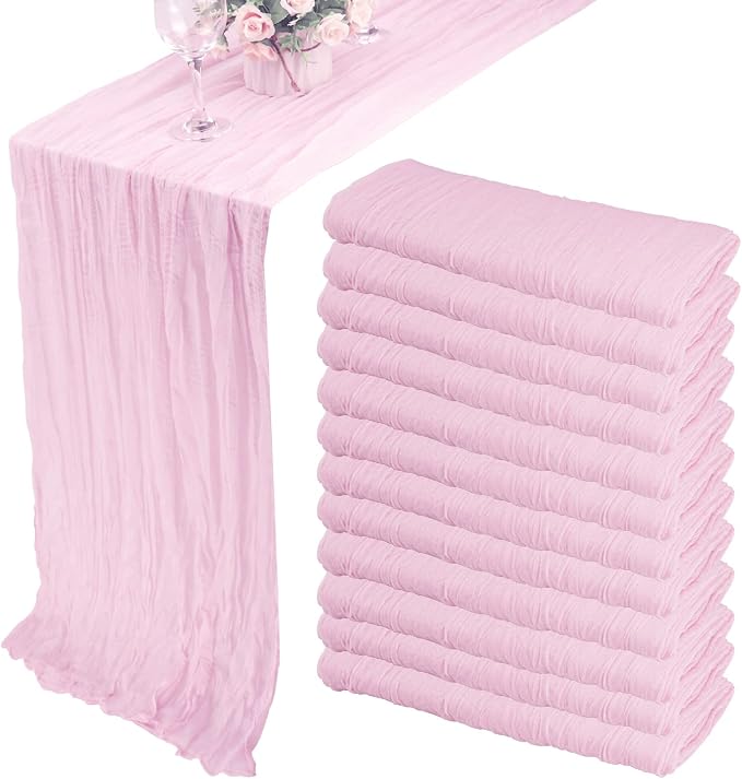 12 Pack 13Ft Cheesecloth Table Runner 35x157 Inch Boho Gauze Table Runner by Fivenl
