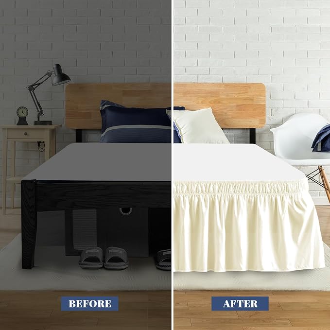 Full Bed Skirt, Elastic Wrap Around Bed Skirt Full Size, Bed Skirts - Image 3