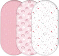 Bassinet Sheets for Baby Girl 32 * 16, 3 Pack Soft Breathable Baby Bassinet by CivaruaKids