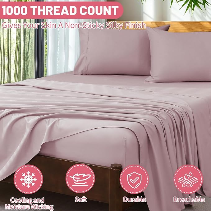 Extra Deep Pocket King Sheets 18-24 Inch 100% Egyptian Cotton 1000 Thread Count - Image 3
