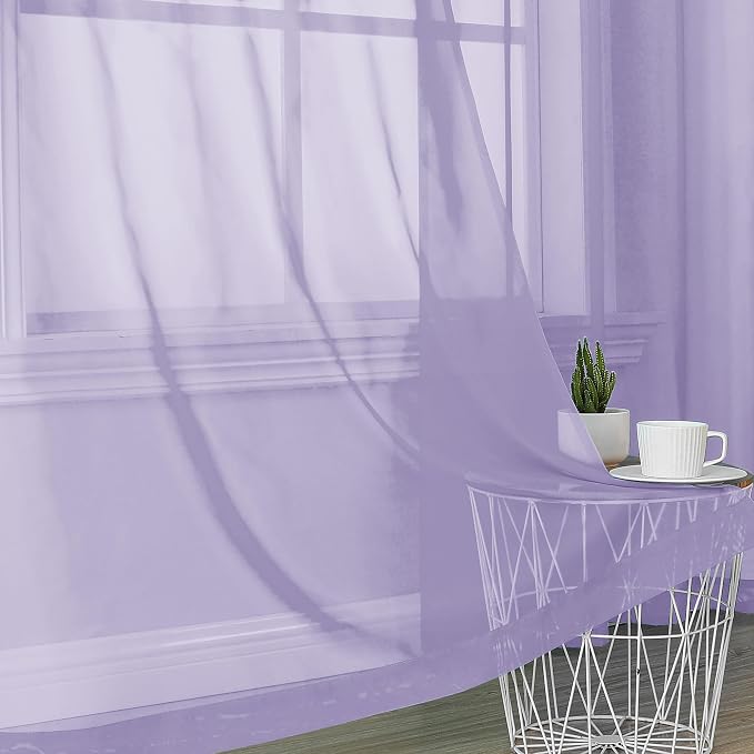 OVZME Lavender Sheer Curtains 54 Inches Long 2 Panels - Image 6