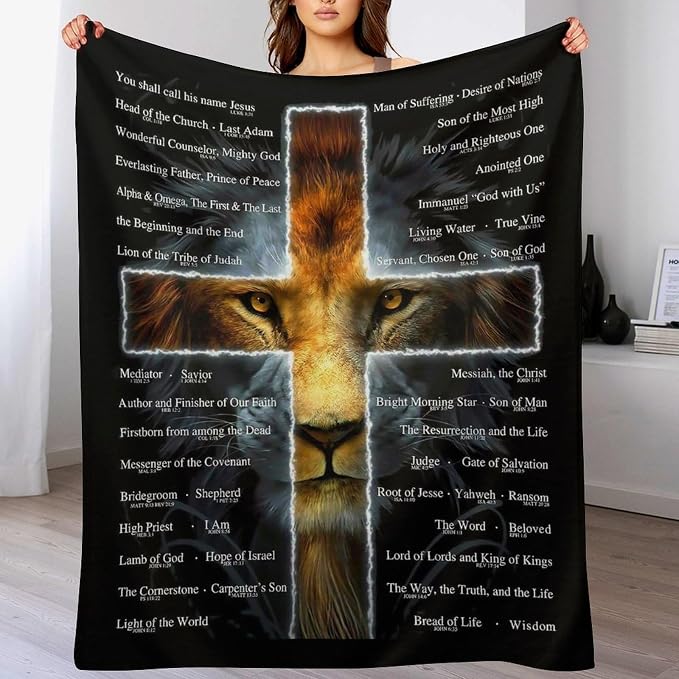 Christian Lion Blanket Scripture Jesus Throw Blanket Christian Gifts - Image 4