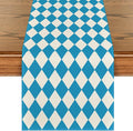 Artoid Mode Diamond Plaid Blue Bavarian Flag Oktoberfest Table Runner, by ArtoidMode