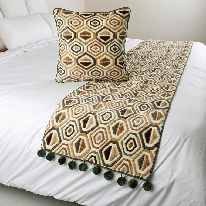The HomeCentric Beige Bed Runner, CA King Size 86"x18" Decorative Bed Runner - Image 5