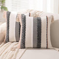 Boho Throw Pillow Covers 18x18 Set of 2 Woven Tufted Farmhouse Pillows Cover by Unknown