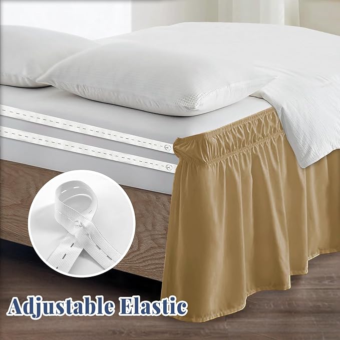 Full Bed Skirt, Elastic Wrap Around Bed Skirt Full Size, Bed Skirts - Image 4