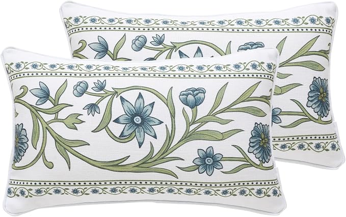 ISAENNE Design Fresh Linen Lumbar Throw Pillow Covers 12"x20" Pack of 2 by Isaennehomedecoration