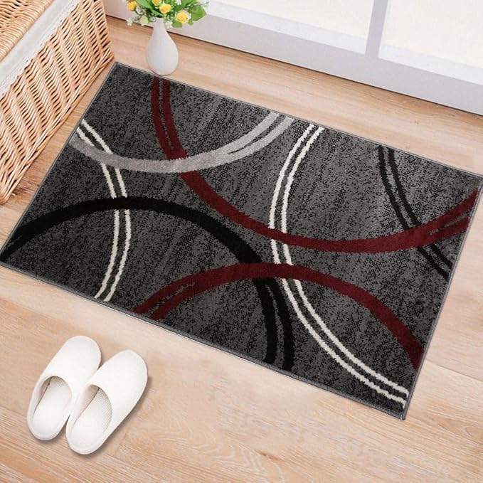 Rugshop Modern Wavy Circles Design Non-Shedding Accent Rug, Carpet - Image 9