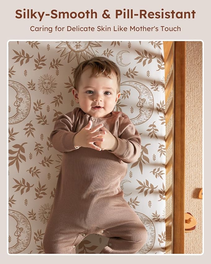 Pack and Play Sheets Fitted 3 Pack, Mini Crib Sheets - Image 2