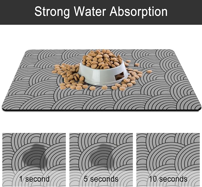 Dog Food Mat for Floors, Absorbent and Quick-Drying Pet Cat Food Mat, - Image 5