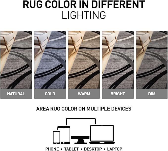 Rugshop Wavy Circles Design Runner Rug, Carpet - Image 5