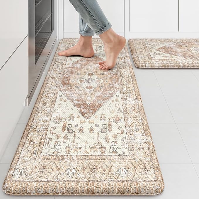 KIMODE Farmhouse Kitchen Mats, Anti Fatigue Kitchen Rugs Sets of 2, Non Slip by KIMODE