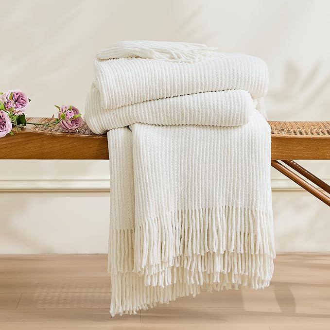 inhand Throw Blanket for Couch Bed, Chunky Chenille Woven Soft Blankets - Image 5