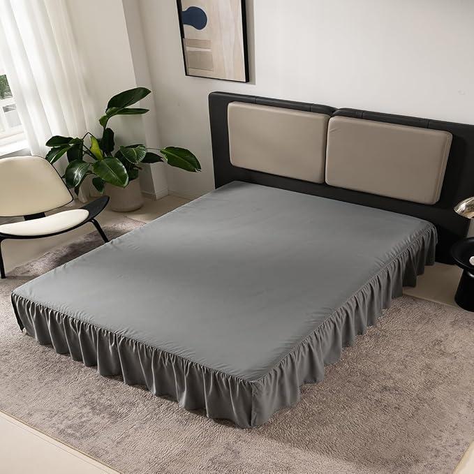Grey Bed Skirt King Size Ruffled Bed Skirt - Image 7