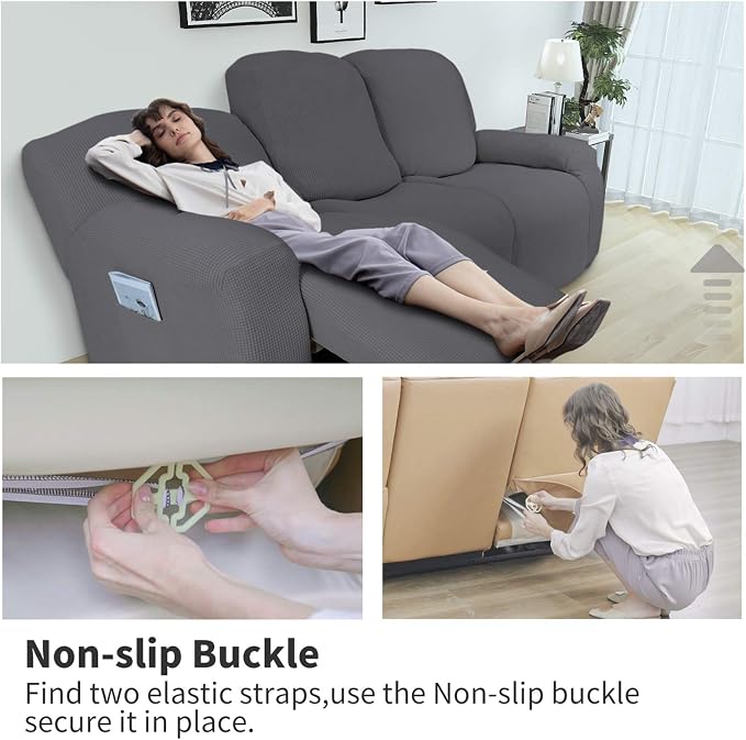 Easy-Going 6 Pieces Recliner Loveseat Stretch Sofa Slipcover Sofa Cover - Image 3