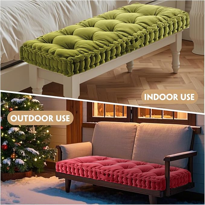 Custom Tufted Bench Cushion, Bench Seat Cushions, Velvet Window Seat Cushion - Image 2