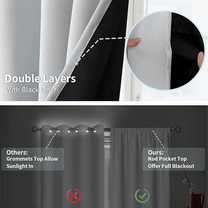 BGment Long Blackout Curtains for Living Room 2 Panels Set, Full Light Blocking - Image 6