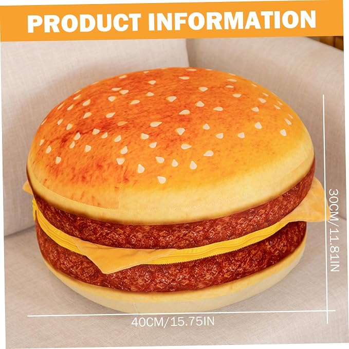 Round Chair Cushions 16x16x12 Inch Cute 3D Simulation Cheeseburger Comfortable - Image 6