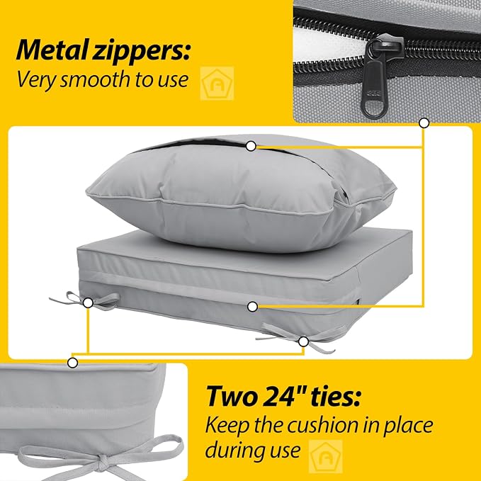 AAAAAcessories Outdoor Deep Seat Cushions, Waterproof, Fade-Resistant Patio - Image 4