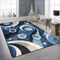 9CH Modern Wavy Circles Area Rug 7' X 5' Navy Blue Abstract Geometric Washable by 9CH