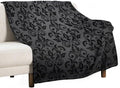 Black Damask Blanket, Antique Victorian Style Gothic Vintage Black Floral by JanJCurt